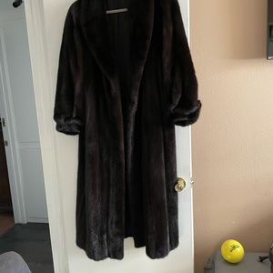 Size XXL full length Bill Blass Furs mahogany mink coat.
